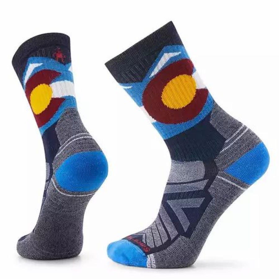 Clothing * | Men'S Smartwool Light Cushion Colorado Crew Hiking Socks Deep Navy