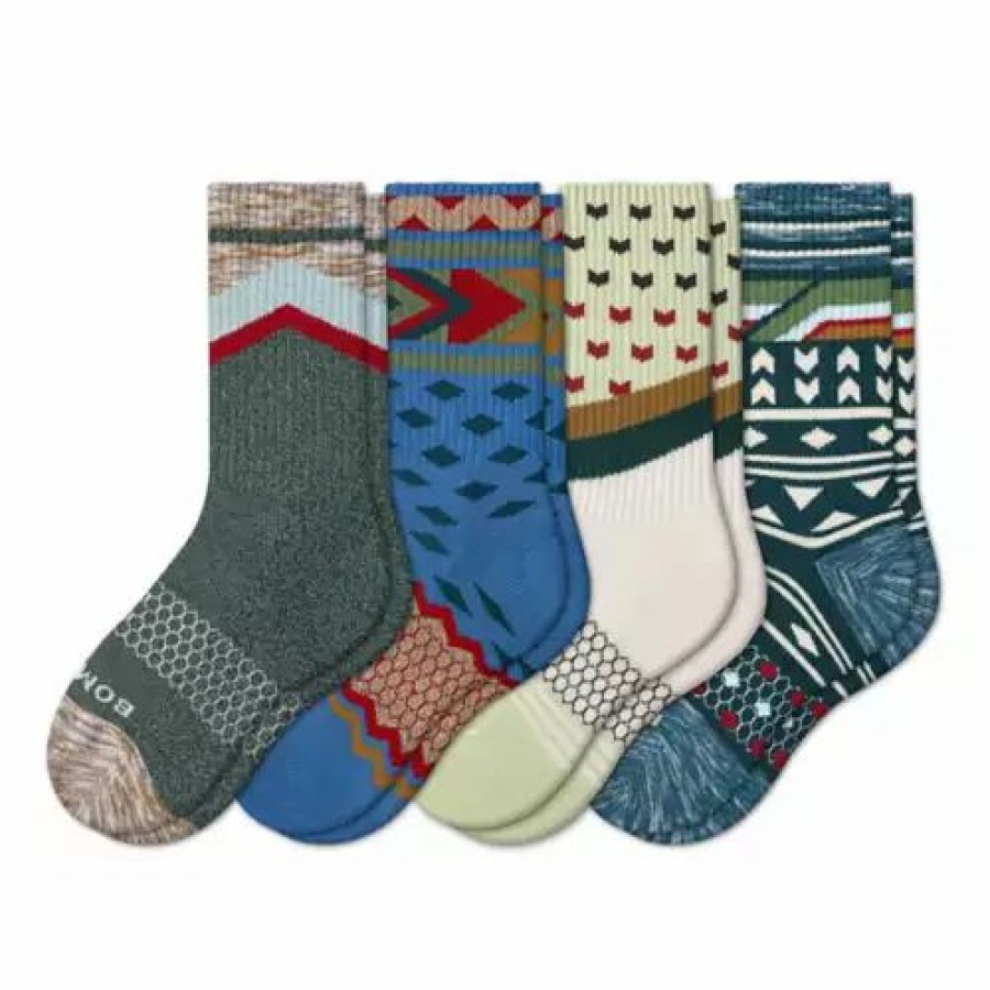 Clothing * | Kids' Bombas Kid'S Holiday 4 Pack Crew Socks