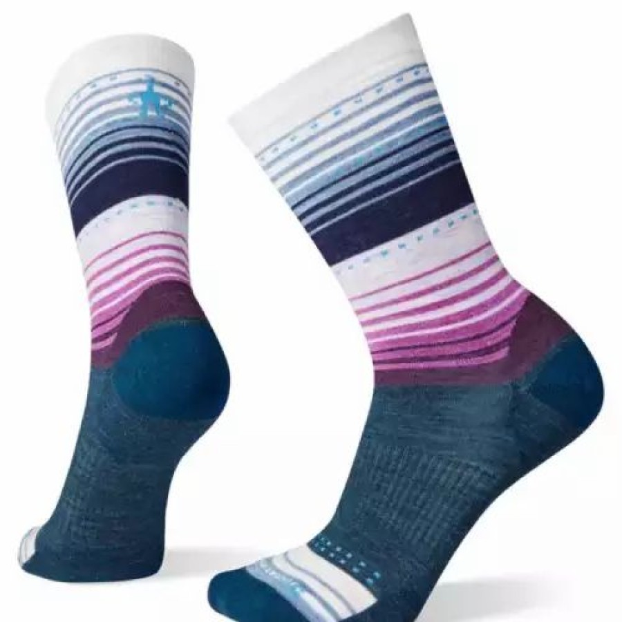 Clothing * | Women'S Smartwool Everyday Stitch Stipe Crew Socks Twilight Blue