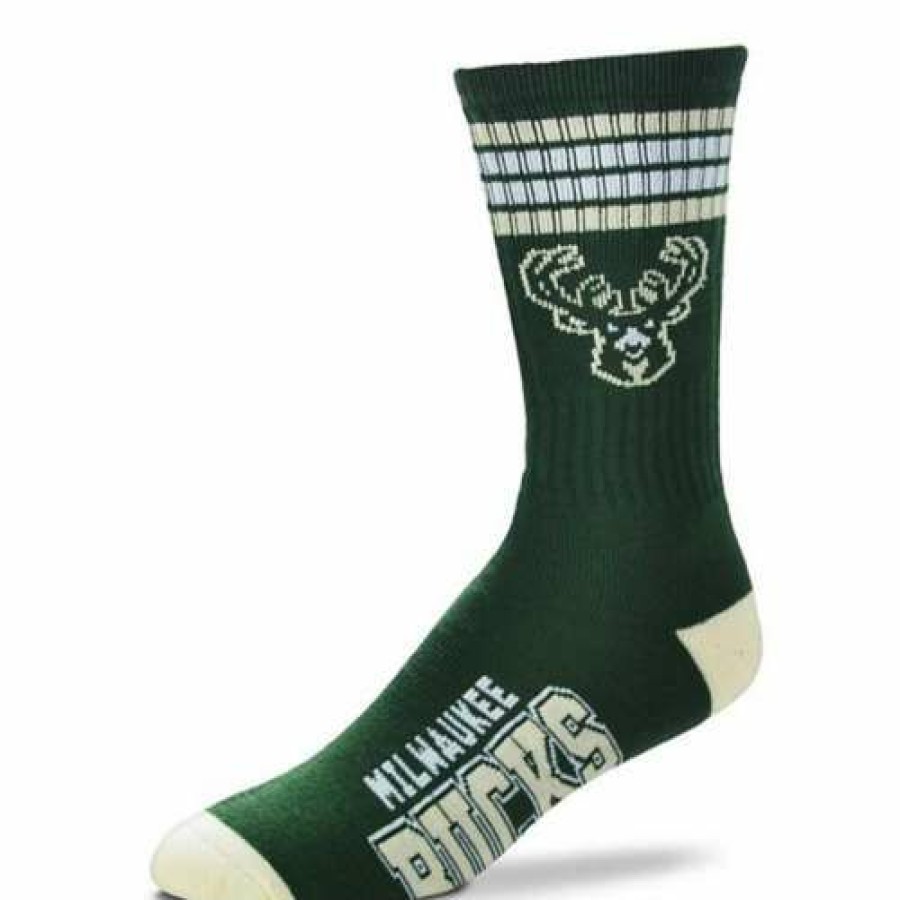 Nba * | For Bare Feet Kids' Milwaukee Bucks 4 Stripe Deuce Socks