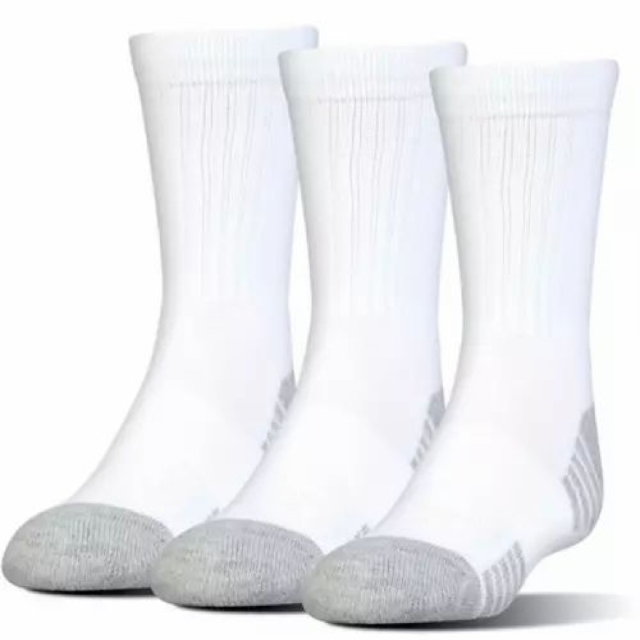 Clothing * | Kids' Under Armour Heatgear Tech 3 Pack Crew Socks White