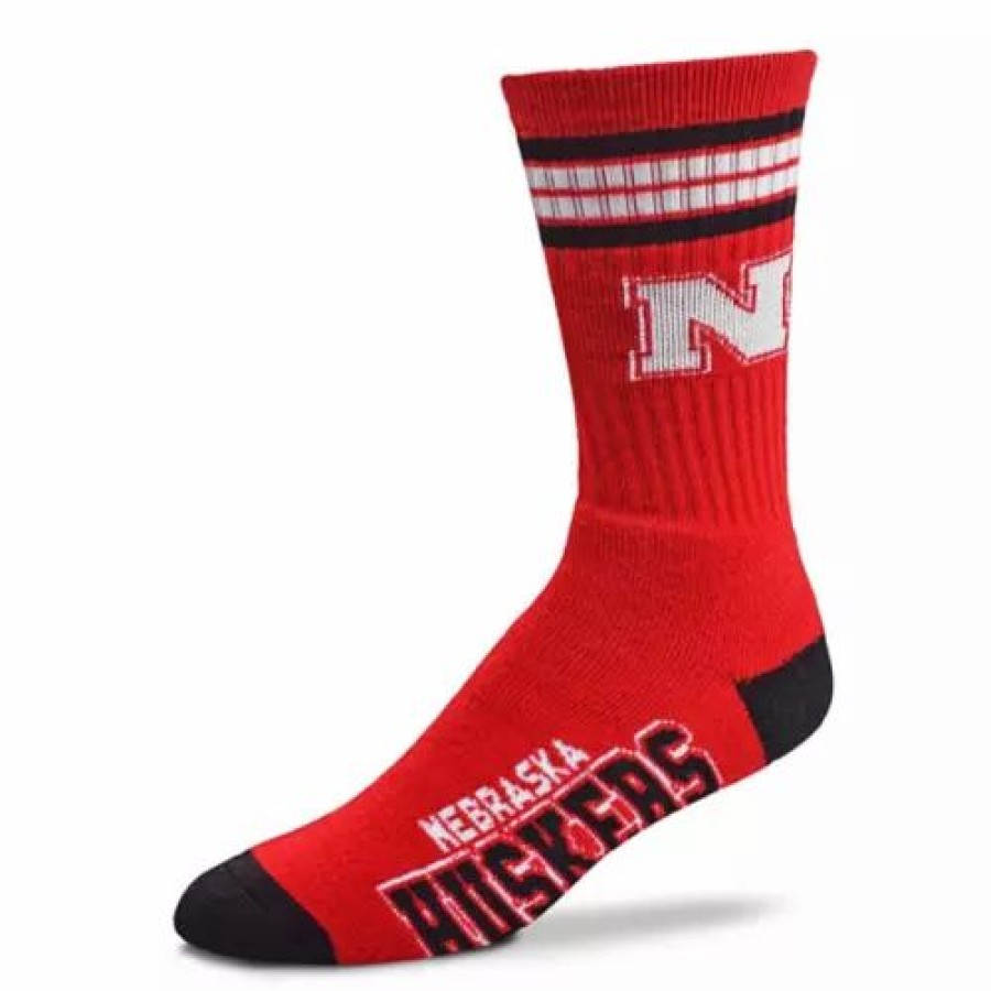 College * | For Bare Feet Nebraska Cornhuskers 4 Stripe Deuce Crew Socks Red