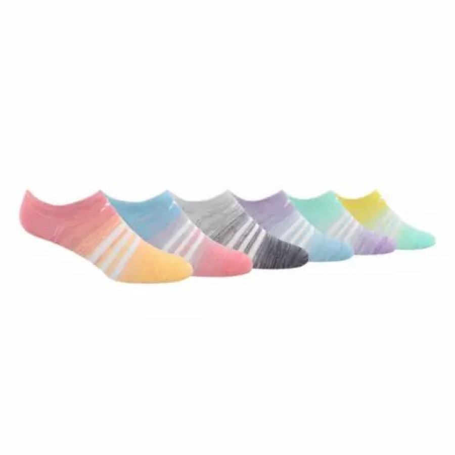 Clothing * | Kids' Adidas Superlite 6 Pack No Show Running Socks Rose/Orange/Blue