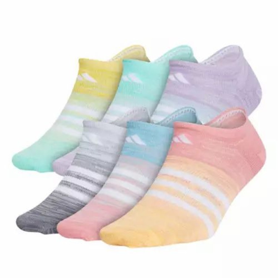 Clothing * | Kids' Adidas Superlite 6 Pack No Show Running Socks Rose/Orange/Blue