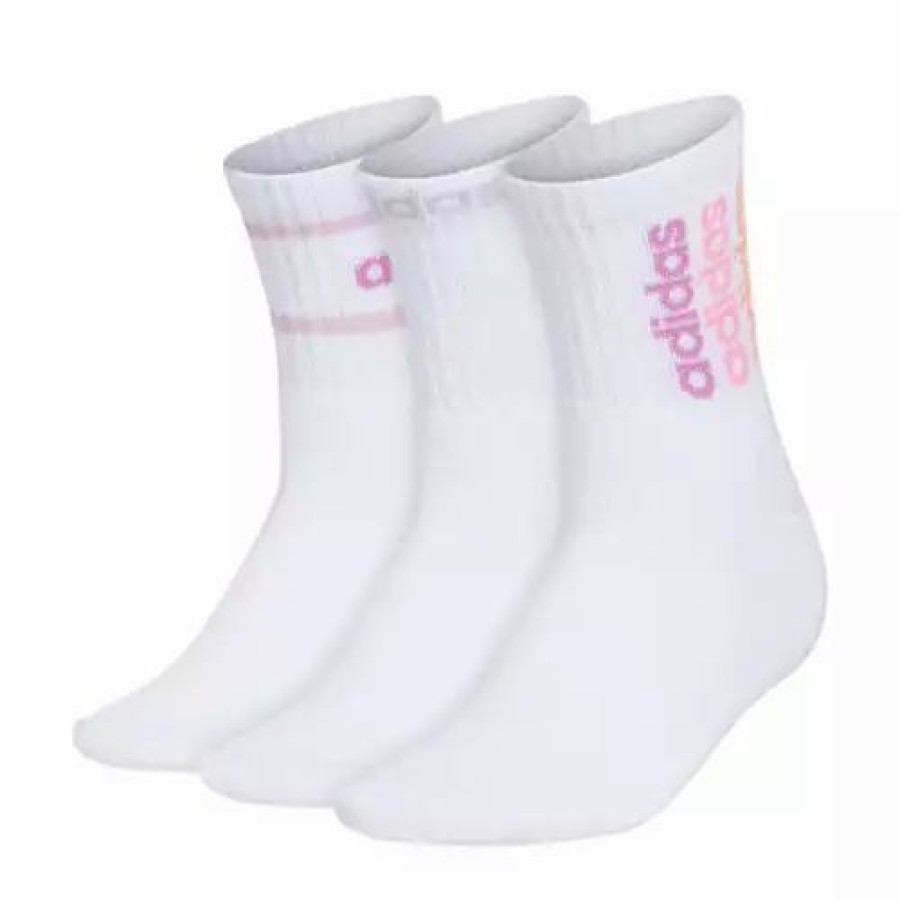 Clothing * | Adult Adidas Sport Linear 2 3 Pack Crew Socks White