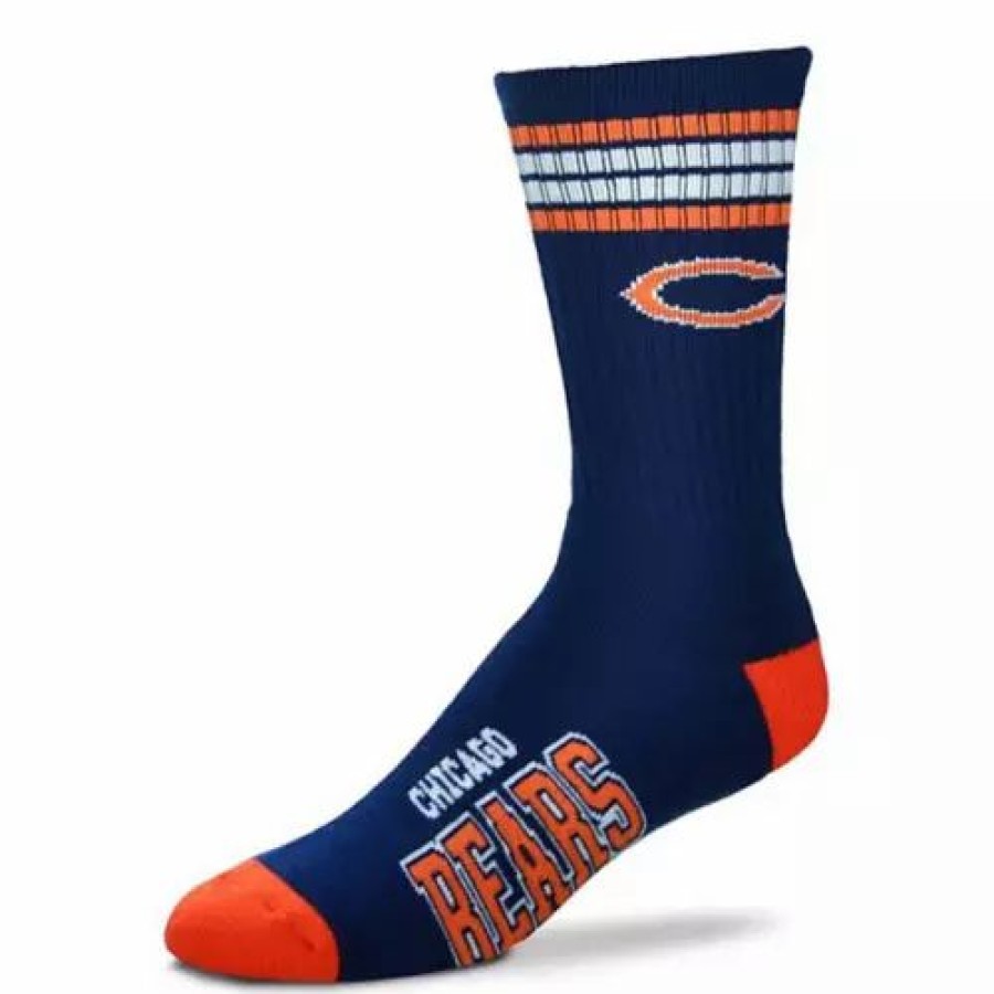 Nfl * | For Bare Feet Kids' Chicago Bears 4 Stripe Deuce Socks Navy