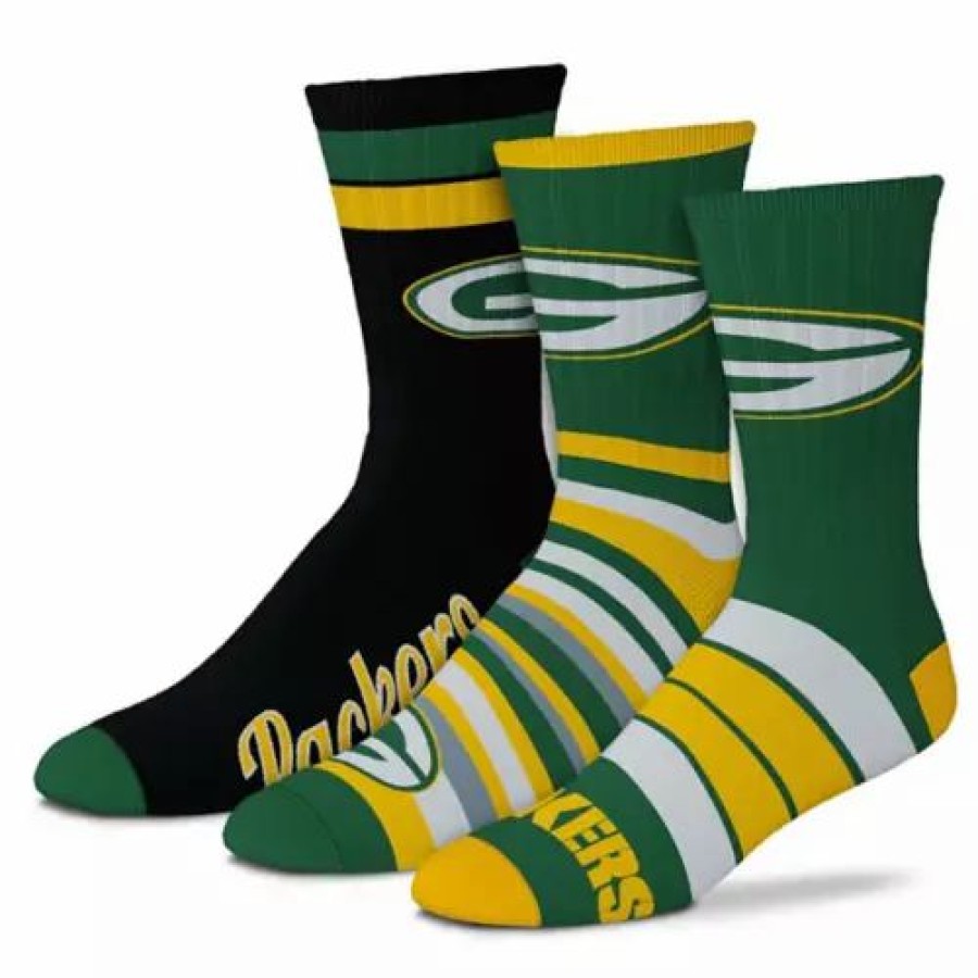 Nfl * | For Bare Feet Green Bay Packers 3Pk Team Batch Socks