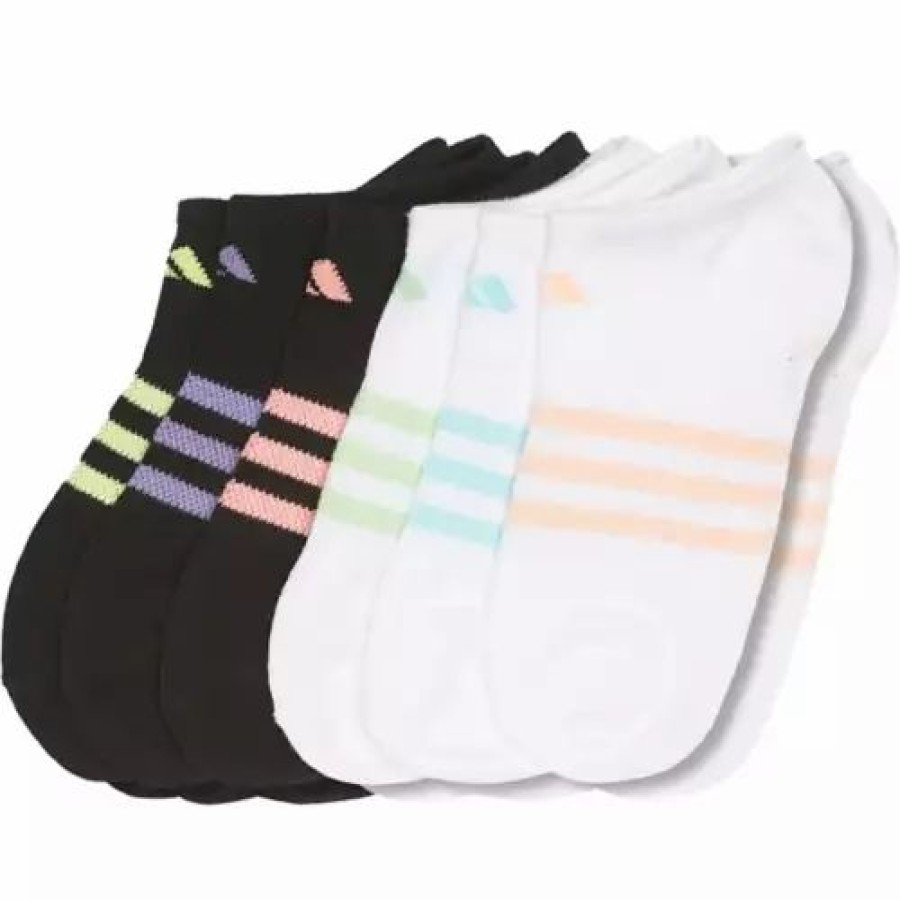 Clothing * | Girls' Adidas Superlite 6 Pack No Show Socks White