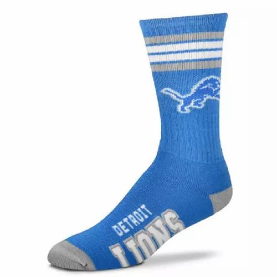 Nfl * | For Bare Feet Kids' Detroit Lions 4 Stripe Deuce Socks Light Blue