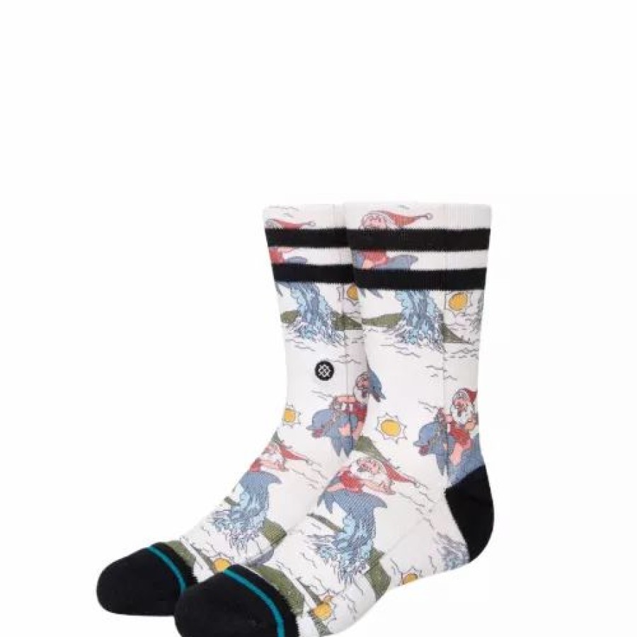 Clothing * | Kids' Stance Kid'S Santa Wild Ride Crew Socks Off White