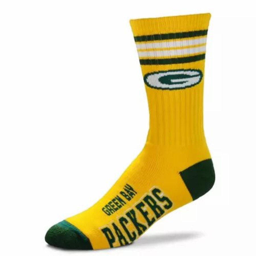 Nfl * | For Bare Feet Bay Packers 4 Stripe Deuce Socks