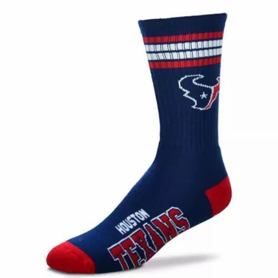 Nfl * | For Bare Feet Houston Texans 4 Stripe Deuce Socks Navy