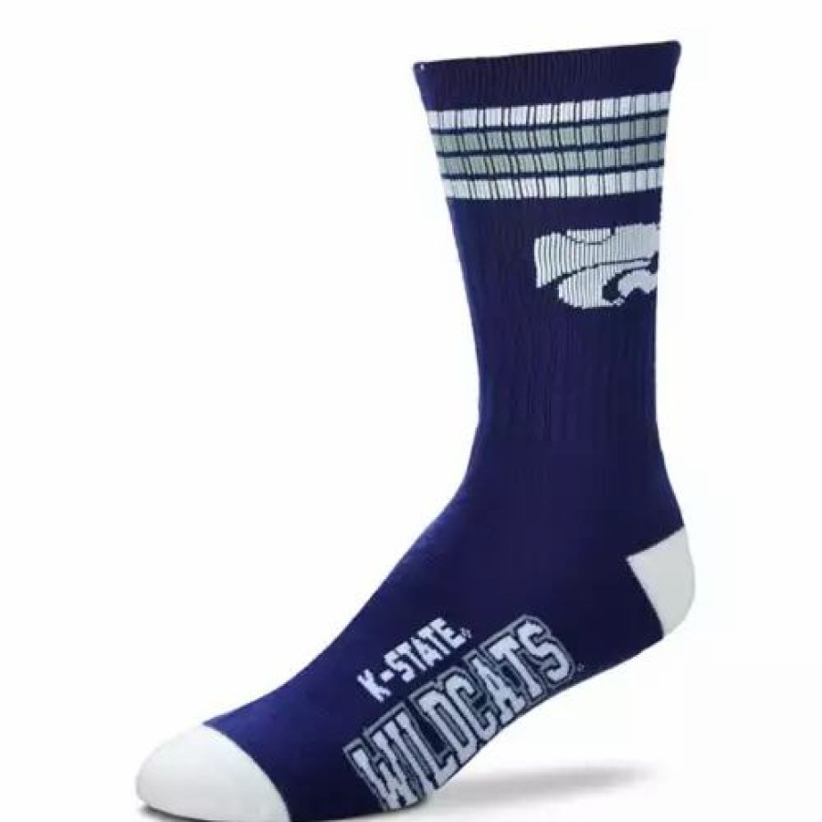 College * | For Bare Feet Kansas State Wildcats 4 Stripe Deuce Crew Socks Purple