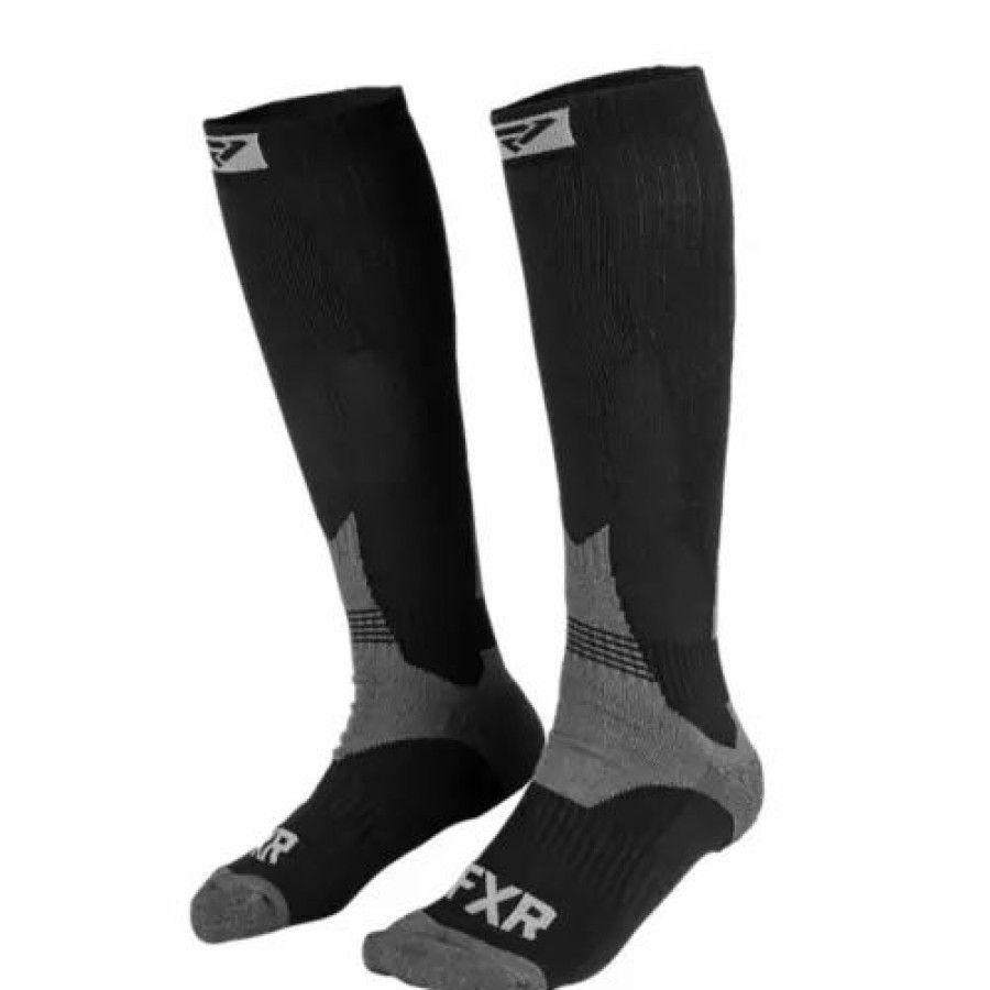 Clothing * | Men'S Fxr Boost Performance 2 Pack Knee High Socks Black/Charcoal