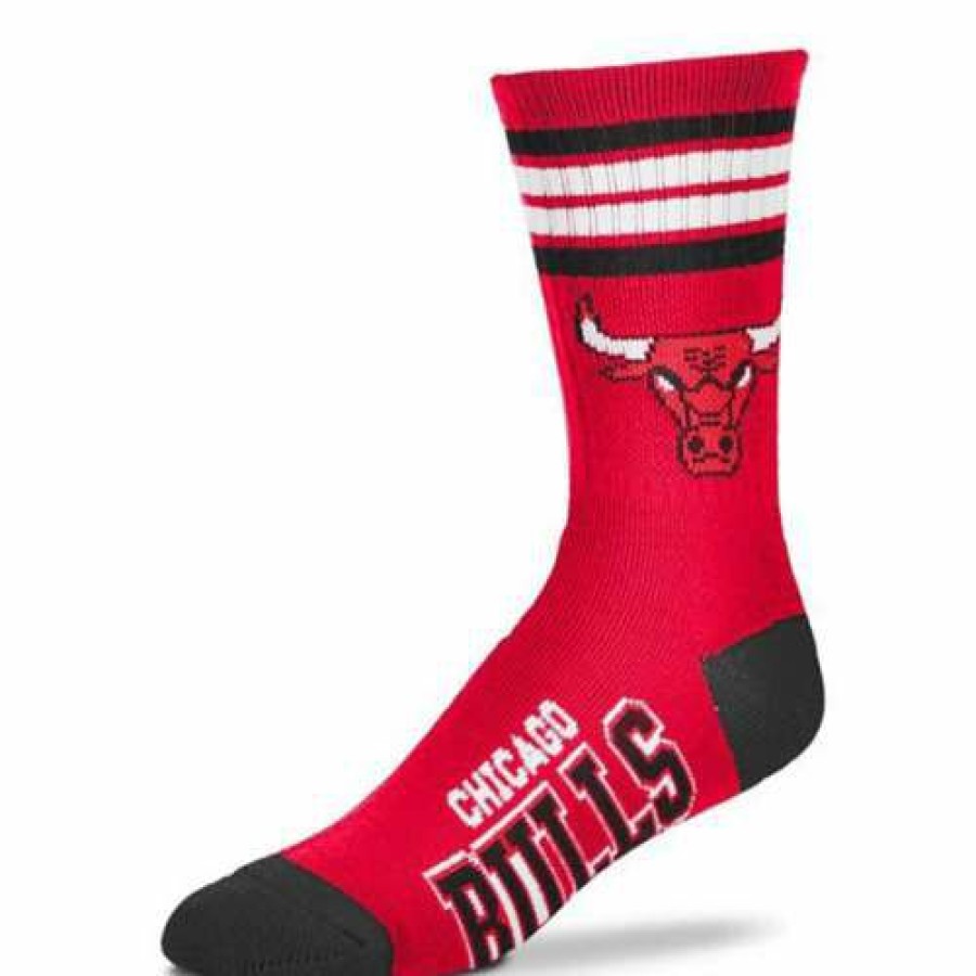 Nba * | For Bare Feet Kids' Chicago Bulls 4 Stripe Deuce Socks Red