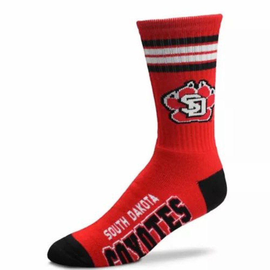 College * | For Bare Feet South Dakota Coyotes 4Stripe Deuce Crew Socks Red