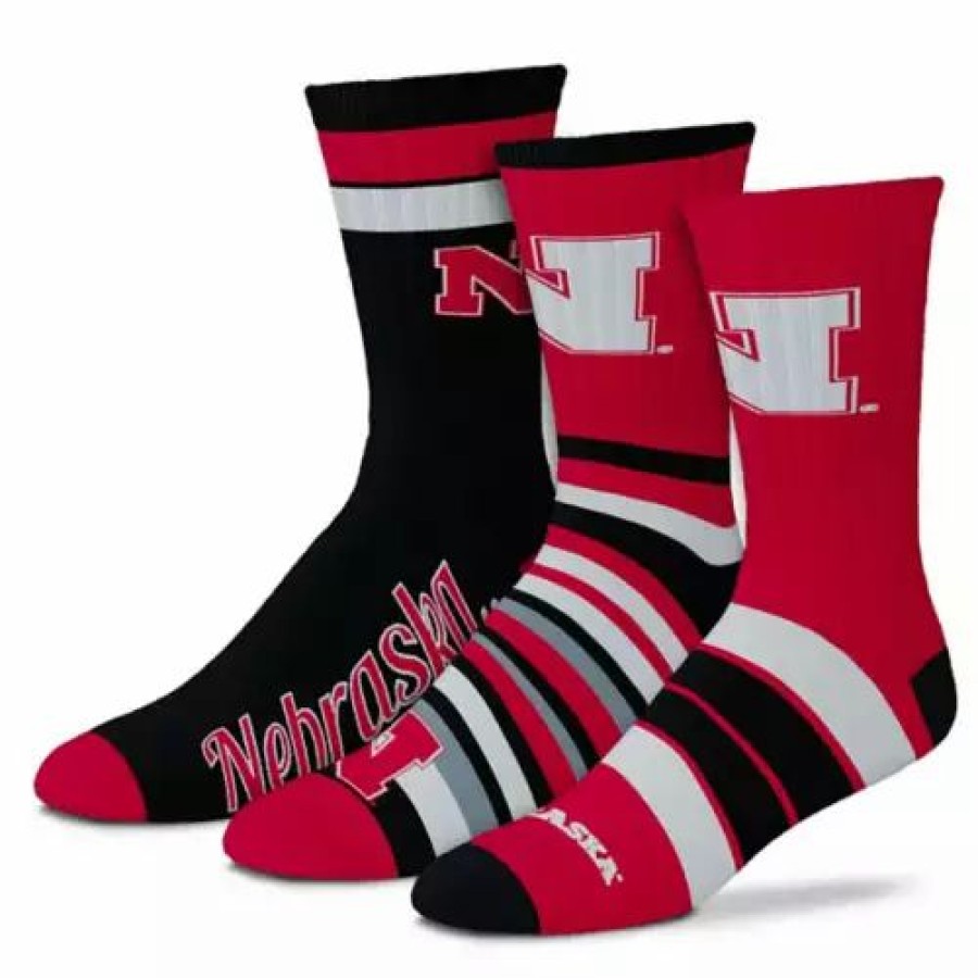 College * | For Bare Feet Nebraska Cornhuskers 3Pk Team Batch Socks