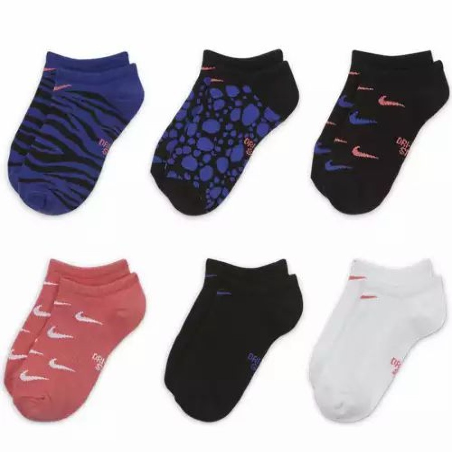 Clothing * | Toddler Nike Youth Everyday 3 Pack 6 Pack No Show Socks Multi-Color