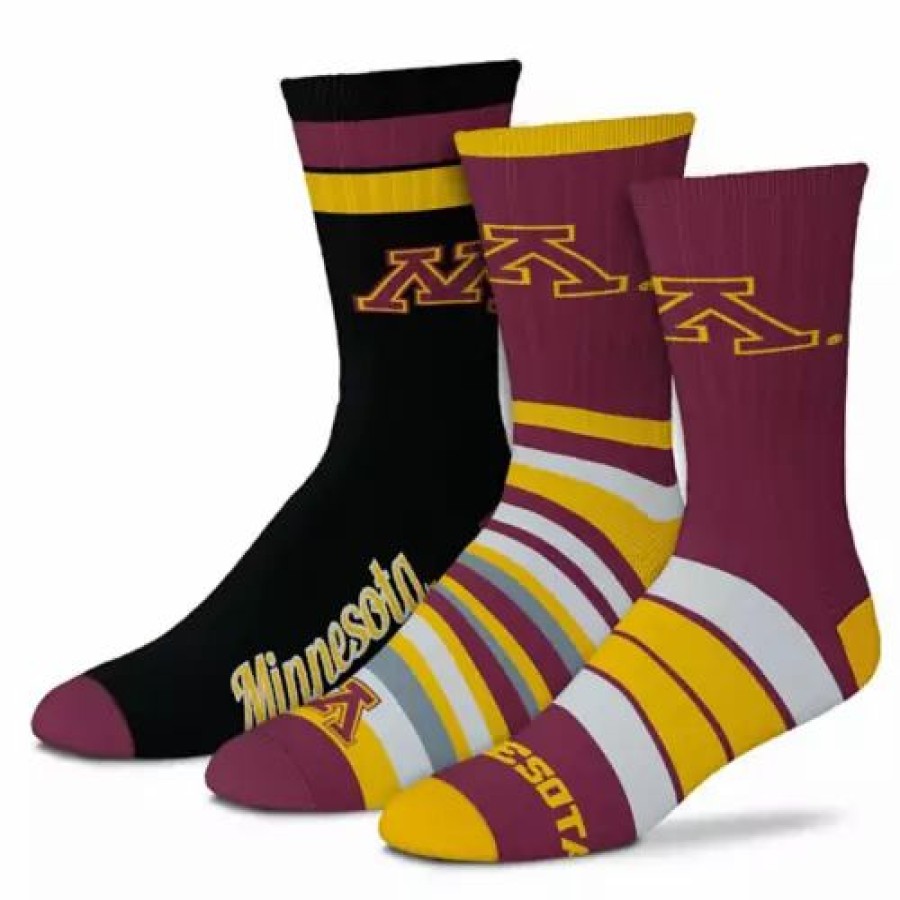 College * | For Bare Feet Minnesota Golden Gophers 3Pk Team Batch Socks