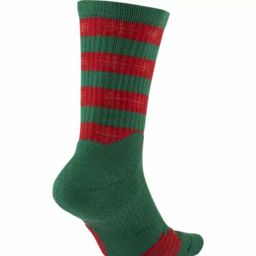 Clothing * | Adult Nike Elite Xmas Crew Socks Clover/University Red/Whit