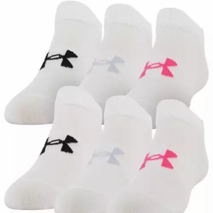 Clothing * | Girls' Under Armour Girl'S Essential 2.0 6 Pack No Show Running Socks