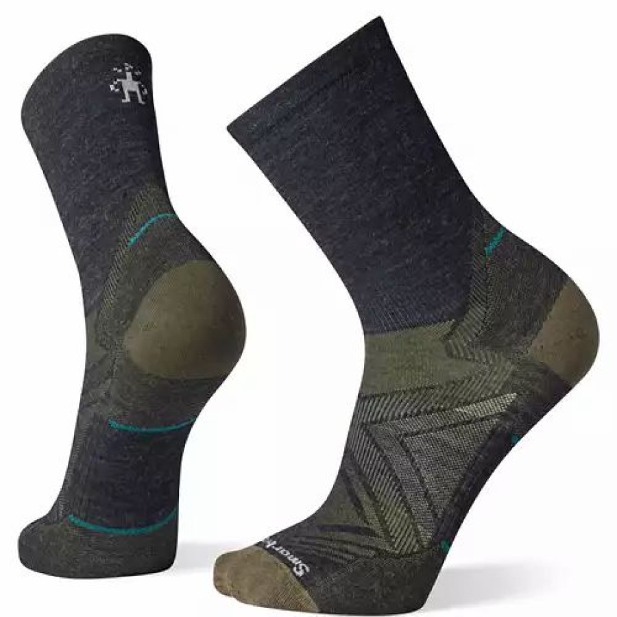 Clothing * | Adult Smartwool Zero Cushion Crew Running Socks Charcoal/Green