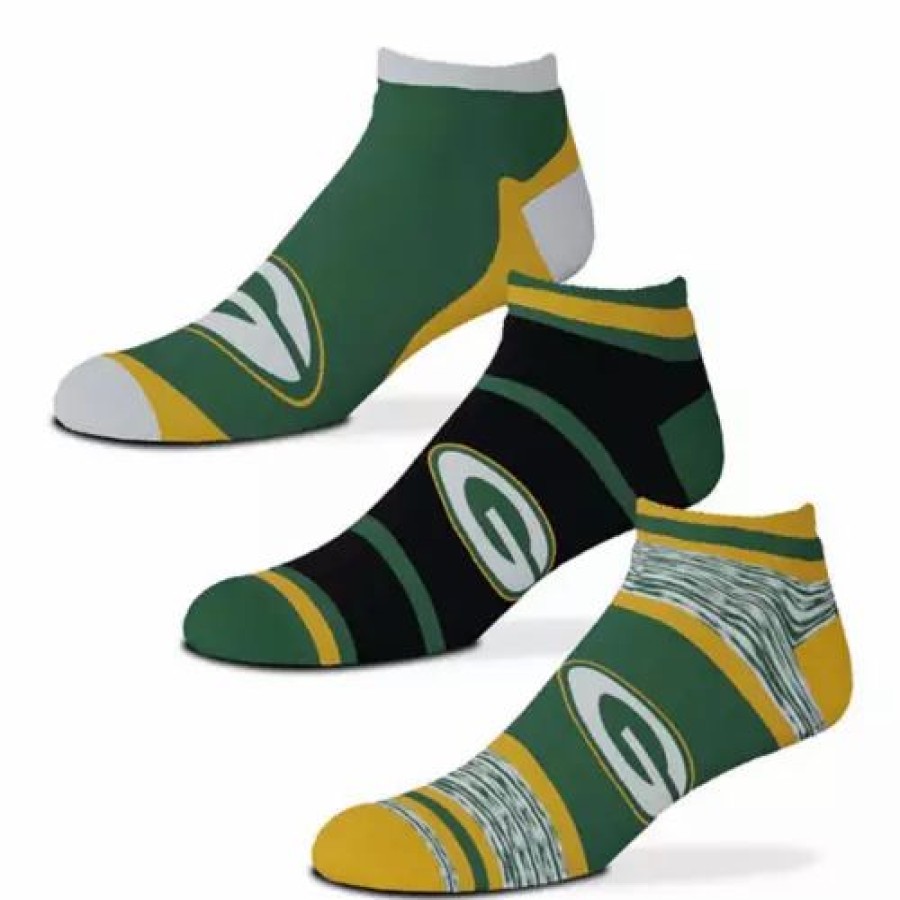 Nfl * | For Bare Feet Green Bay Packers 3Pk Flash Socks