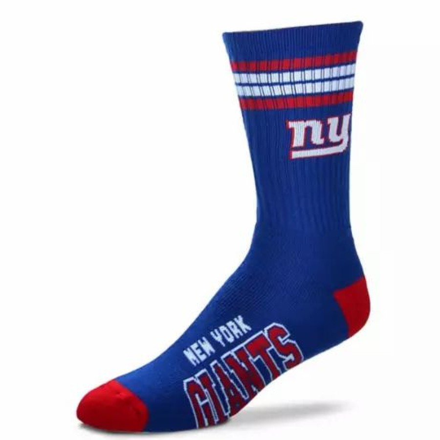 Nfl * | For Bare Feet New York Giants 4 Stripe Deuce Crew Socks Royal