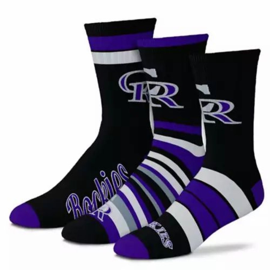 Mlb * | For Bare Feet Colorado Rockies Team Batch 3Pk Socks