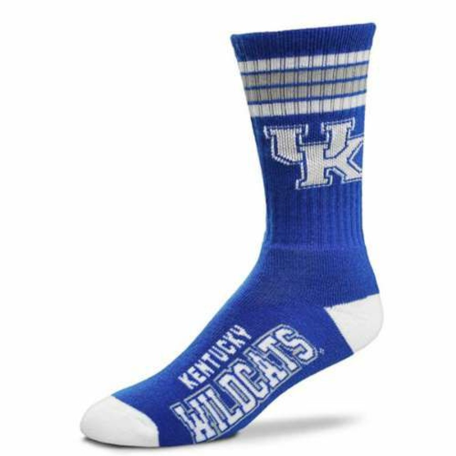 College * | For Bare Feet Kentucky Wildcats 4 Stripe Deuce Crew Socks Royal