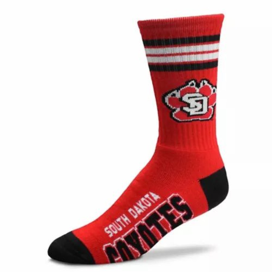 College * | For Bare Feet Kids' South Dakota Coyotes 4Stripe Deuce Crew Socks Red