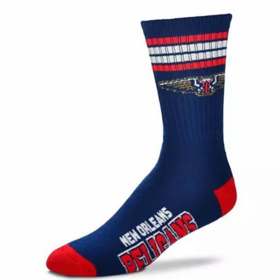 Nba * | For Bare Feet New Orleans Pelicans 4 Stripe Deuce Socks