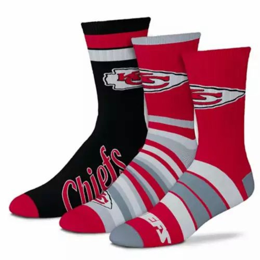 Nfl * | For Bare Feet Kansas City Chiefs 3Pk Team Batch Socks