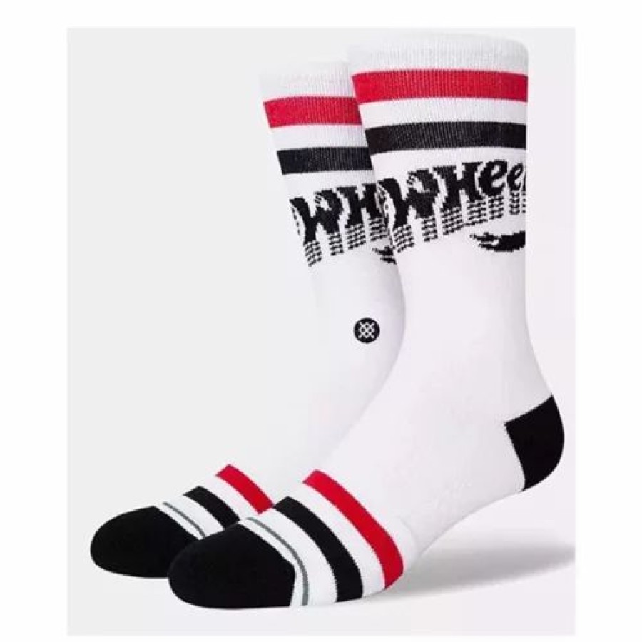 Clothing * | Kids' Stance Hot Wheels Fades Crew Socks White