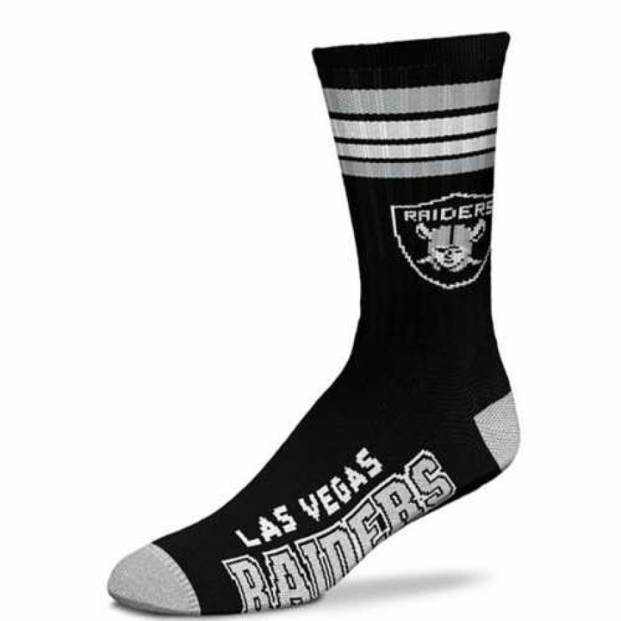 Nfl * | For Bare Feet Las Vegas Raiders 4 Stripe Deuce Socks