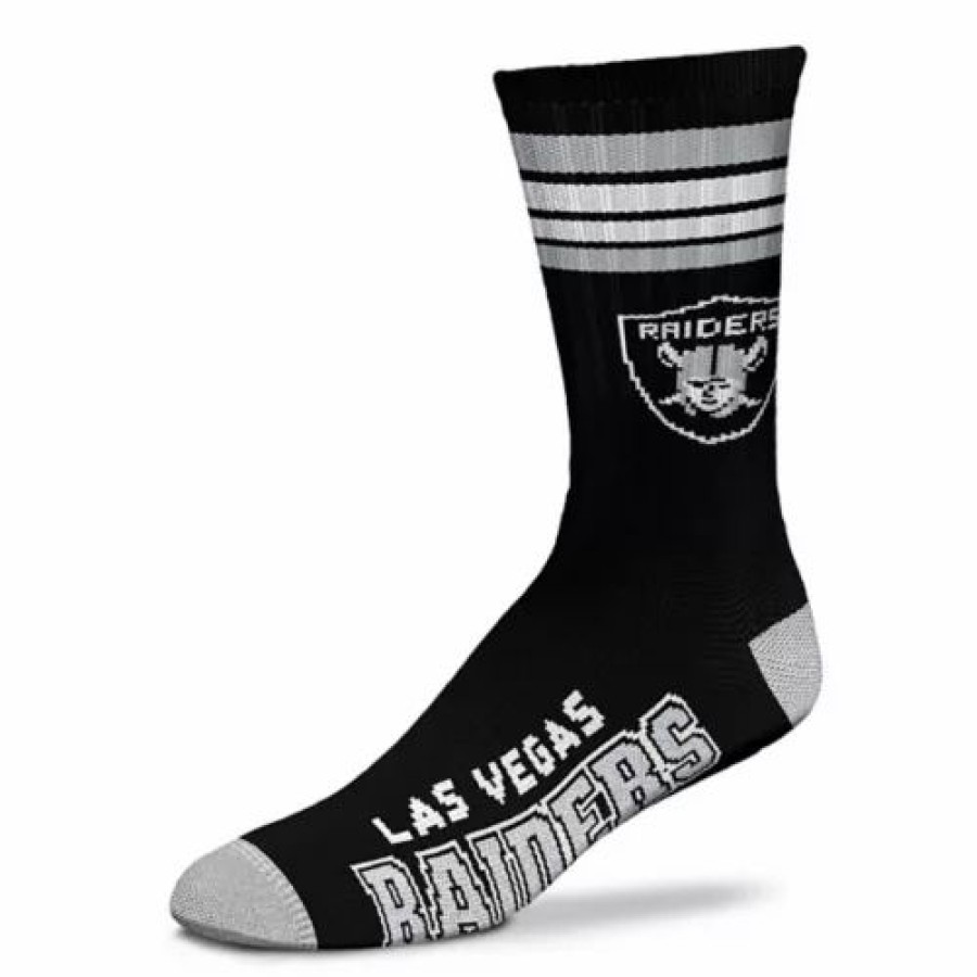 Nfl * | For Bare Feet Las Vegas Raiders 4 Stripe Deuce Socks