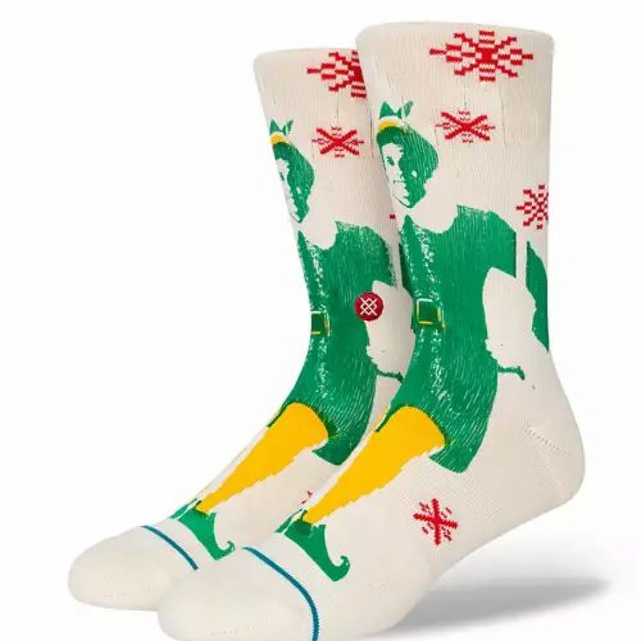 Clothing * | Men'S Stance Buddy The Elf Crew Socks Off White