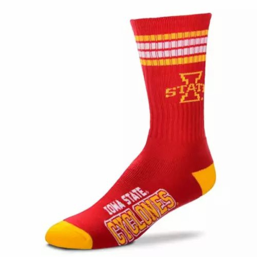 College * | For Bare Feet Kids' Iowa State Cyclones 4Stripe Deuce Crew Socks Red