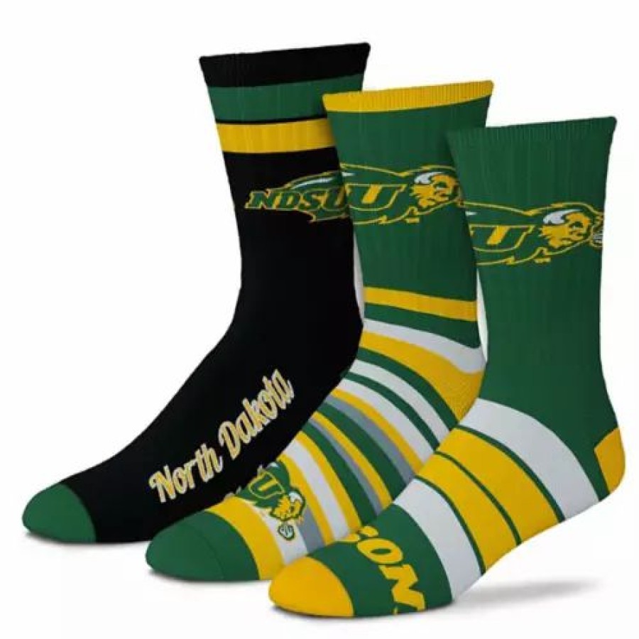 College * | For Bare Feet North Dakota State Bison 3Pk Team Batch Socks