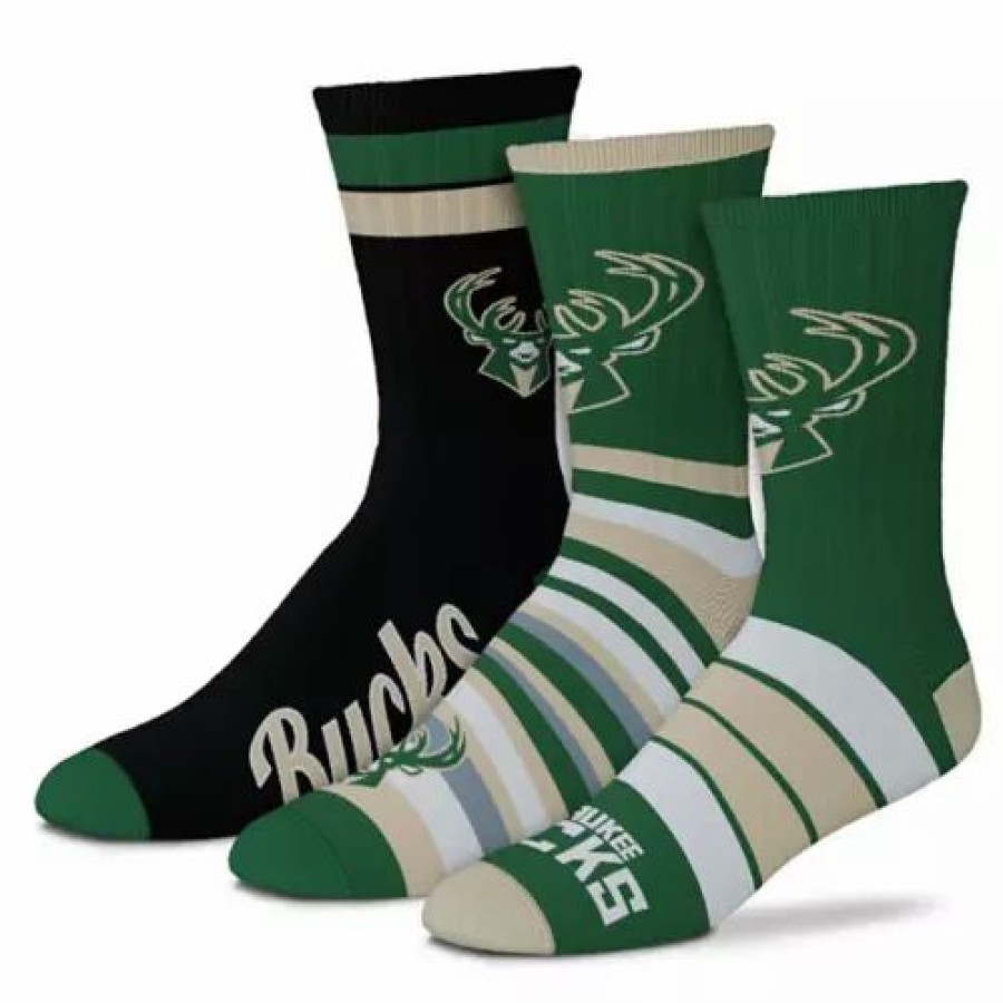 Nba * | For Bare Feet Milwaukee Bucks 3Pk Team Batch Socks