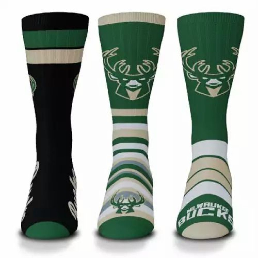 Nba * | For Bare Feet Milwaukee Bucks 3Pk Team Batch Socks