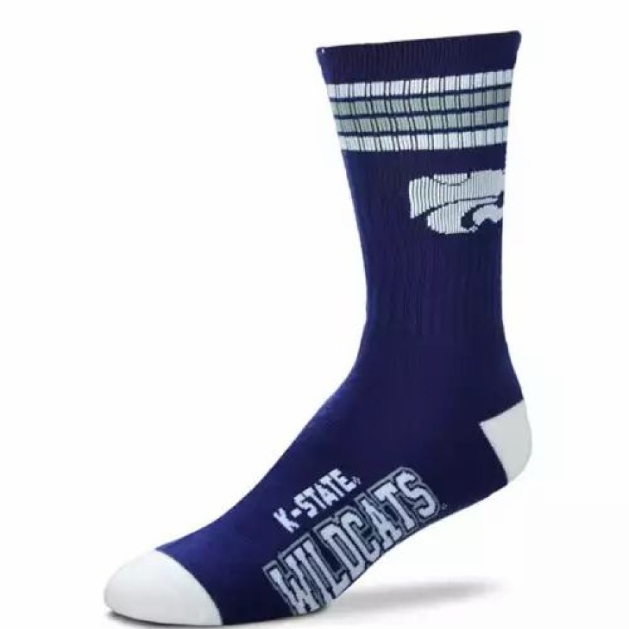 College * | For Bare Feet Kids' Kansas State Wildcats 4 Stripe Deuce Crew Socks Purple